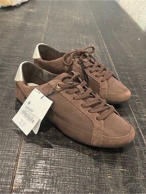 Zara Brown Suede fabric Lace-up Sneakers
